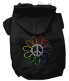 Rhinestone Rainbow Flower Peace Sign Hoodie Black XS (8)