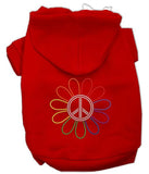 Rhinestone Rainbow Flower Peace Sign Hoodie Red XS (8)