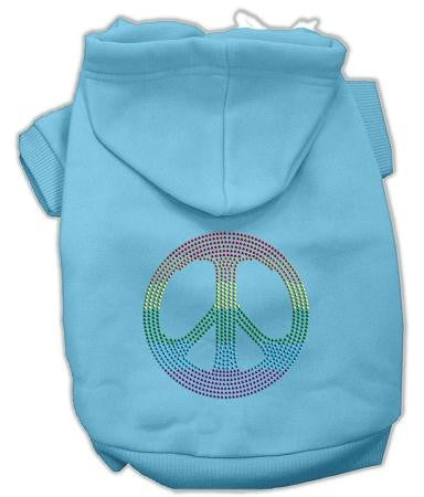 Rhinestone Rainbow Peace Sign Hoodies Baby Blue L (14)