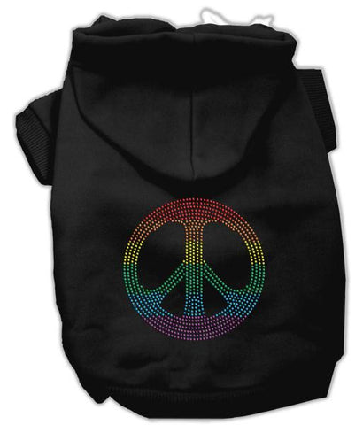 Rhinestone Rainbow Peace Sign Hoodies Black L (14)