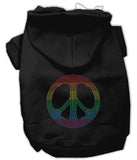 Rhinestone Rainbow Peace Sign Hoodies Black S (10)