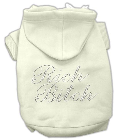 Rich Bitch Rhinestone Hoodies Cream XXL (18)