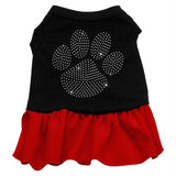 Rhinestone Clear Paw Dress Black with Red Sm (10)