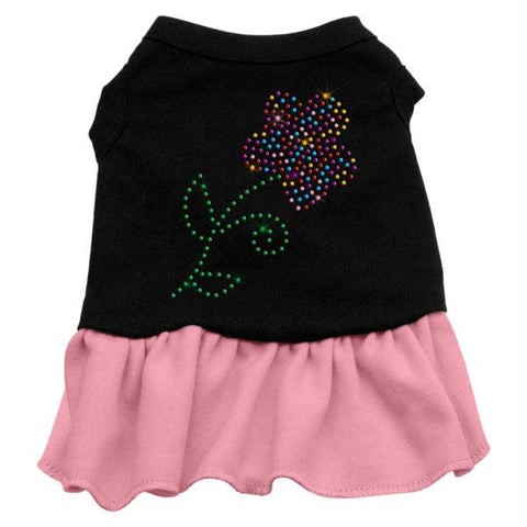 Rhinestone Multi Flower Dress Black with Pink XS (8)