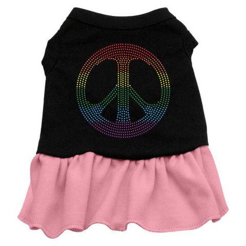 Rhinestone Rainbow Peace Dress Black with Pink Med (12)