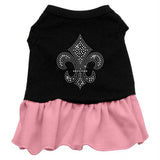 Silver Fleur de Lis Rhinestone Dress Black with Pink Sm (10)