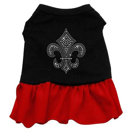 Silver Fleur de Lis Rhinestone Dress Black with Red XXXL (20)