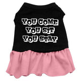 You Come, You Sit, You Stay Screen Print Dress Black with Pink XL (16)