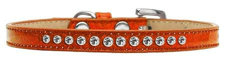 Clear Crystal Size 8 Orange Puppy Ice Cream Collar