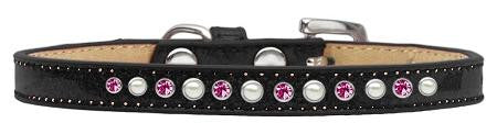 Pearl and Pink Crystal Size 10 Black Puppy Ice Cream Collar