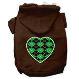 Argyle Heart Green Screen Print Pet Hoodies Brown Size Lg (14)