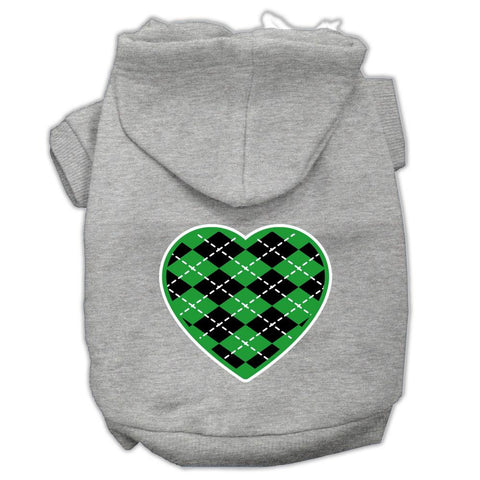 Argyle Heart Green Screen Print Pet Hoodies Grey Size Med (12)