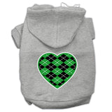 Argyle Heart Green Screen Print Pet Hoodies Grey Size Sm (10)