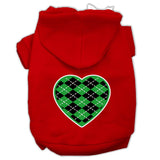 Argyle Heart Green Screen Print Pet Hoodies Red Size Sm (10)