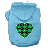 Argyle Heart Green Screen Print Pet Hoodies Baby Blue Size XS (8)