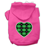 Argyle Heart Green Screen Print Pet Hoodies Bright Pink Size XS (8)