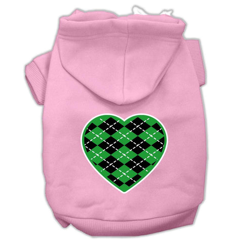 Argyle Heart Green Screen Print Pet Hoodies Light Pink Size XS (8)