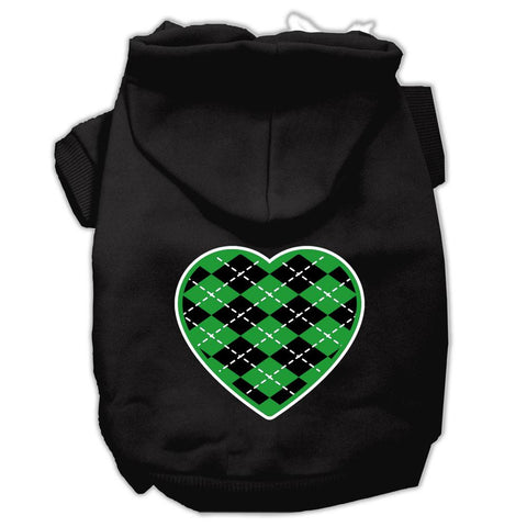 Argyle Heart Green Screen Print Pet Hoodies Black Size XXL (18)