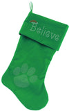 Believe Rhinestone 18 inch Velvet Christmas Stocking Green