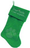 Dear Santa I can Explain Rhinestone 18 Inch Velvet Christmas Stocking Green