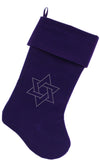 Star of David Rhinestone 18 inch Velvet Christmas Stocking Purple