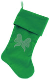 Clear Bow Rhinestone 18 inch Velvet Christmas Stocking Green