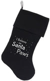 Santa Paws Screen Print 18 inch Velvet Christmas Stocking Black