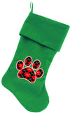 Argyle Paw Red Screen Print 18 inch Velvet Christmas Stocking Green