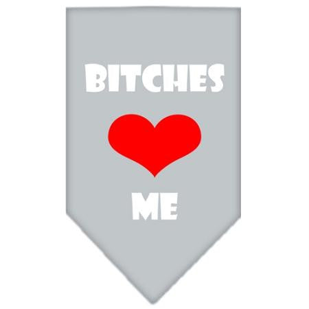 Bitches Love Me Screen Print Bandana Grey Large