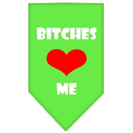 Bitches Love Me Screen Print Bandana Lime Green Large