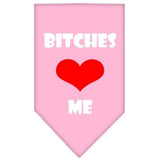 Bitches Love Me Screen Print Bandana Light Pink Large