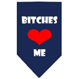 Bitches Love Me Screen Print Bandana Navy Blue large