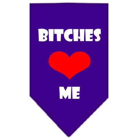 Bitches Love Me Screen Print Bandana Purple Large