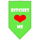 Bitches Love Me Screen Print Bandana Lime Green Small