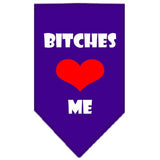 Bitches Love Me Screen Print Bandana Purple Small