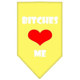 Bitches Love Me Screen Print Bandana Yellow Small