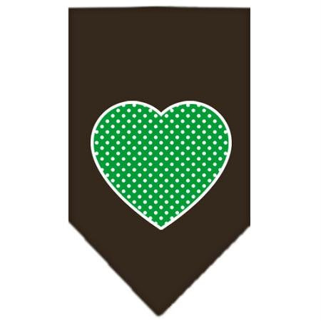 Green Swiss Dot Heart Screen Print Bandana Cocoa Large