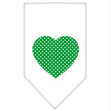 Green Swiss Dot Heart Screen Print Bandana White Large