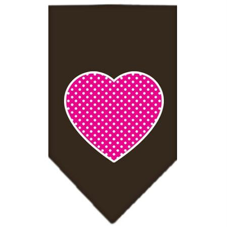 Pink Swiss Dot Heart Screen Print Bandana Cocoa Large