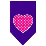 Pink Swiss Dot Heart Screen Print Bandana Purple Large