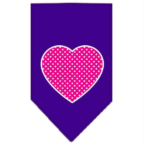 Pink Swiss Dot Heart Screen Print Bandana Purple Small