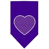 Purple Swiss Dot Heart Screen Print Bandana Purple Large