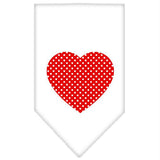 Red Swiss Dot Heart Screen Print Bandana White Large