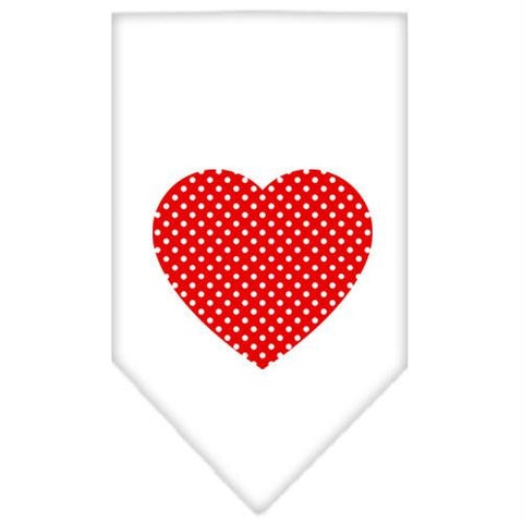 Red Swiss Dot Heart Screen Print Bandana White Large