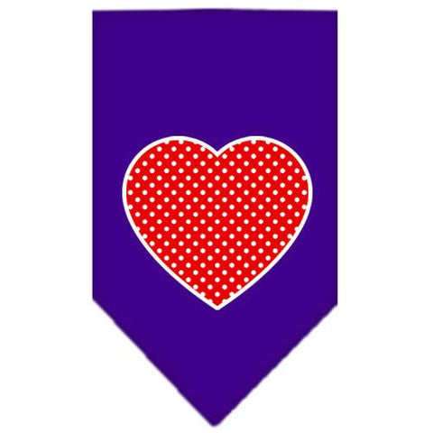 Red Swiss Dot Heart Screen Print Bandana Purple Small