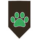 Green Swiss Dot Paw Screen Print Bandana Cocoa Small