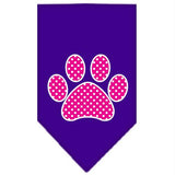 Pink Swiss Dot Paw Screen Print Bandana Purple Small