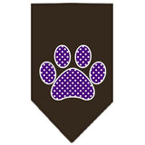 Purple Swiss Dot Paw Screen Print Bandana Cocoa Large