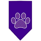 Purple Swiss Dot Paw Screen Print Bandana Purple Small