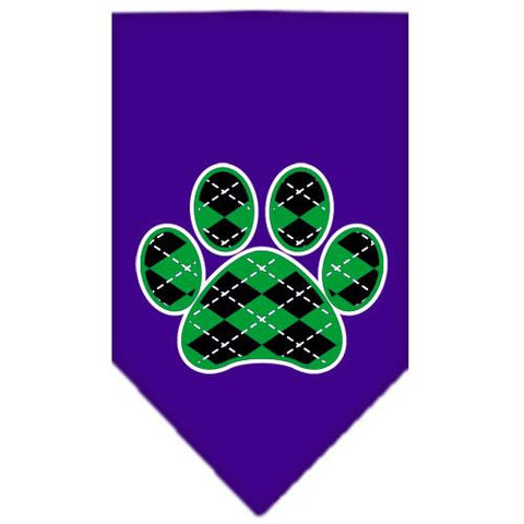 Argyle Paw Green Screen Print Bandana Purple Large